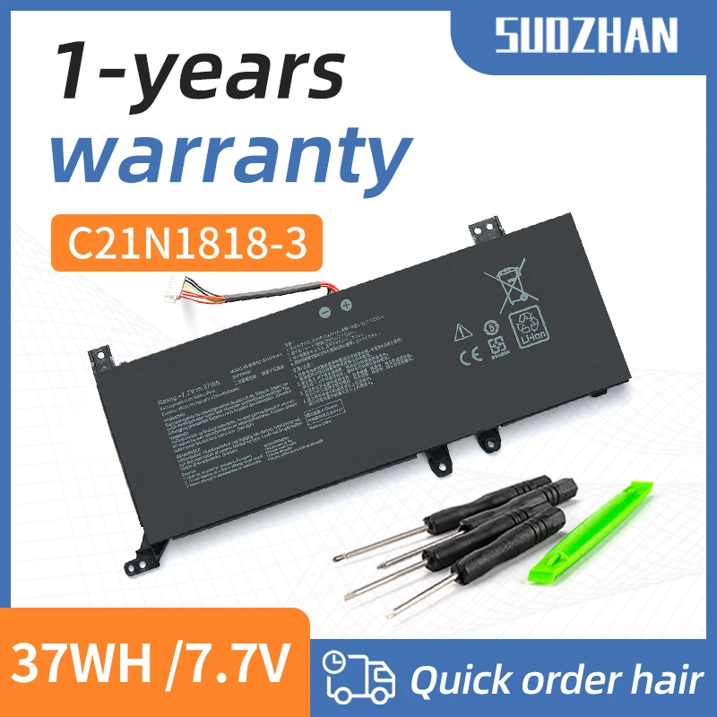 SUOZHAN 7.6V 37WH B21N1818 Laptop Battery For ASUS VivoBook 17 X712 X712FA X712FB B21N1818-2 C21N1818 B21N1818-3 B21N1818-1
