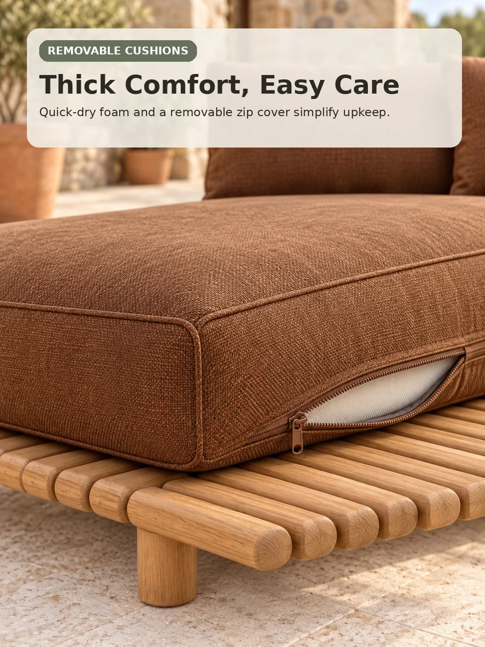 Weather Luxury Teak Frame PE Rattan Waterproof Sofa Set Outdoor Furniture Perfect For Garden Patio Poolside Beach Hotel