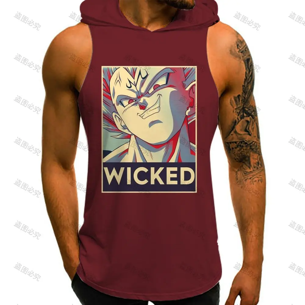 Vest With Hood Sexy Top Male Clothes Fashion Dragon Ball Z Men's 2023 Bodybuilding Shirt Y2k Gym Vegeta Clothing T-shirts Goku