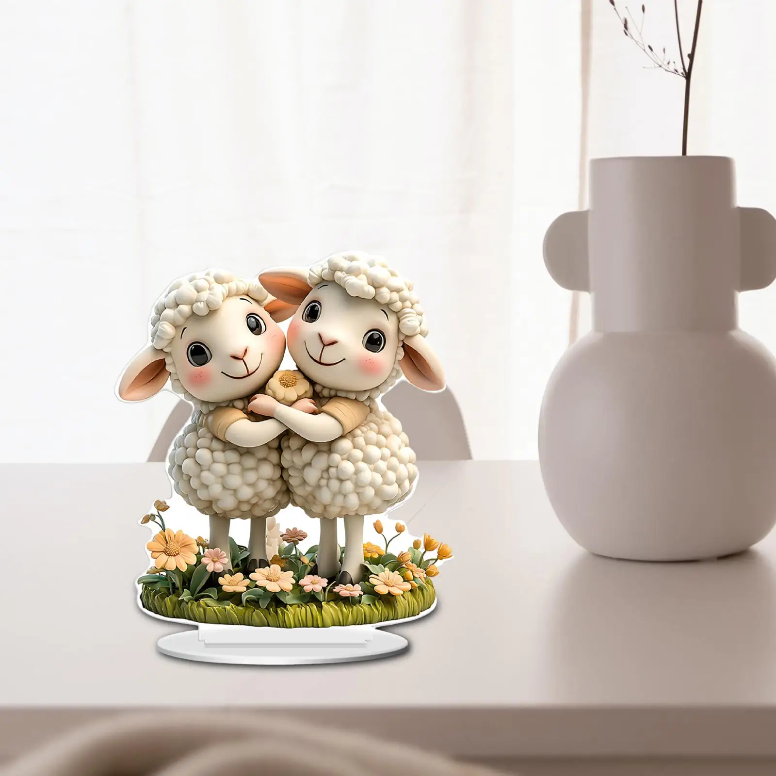 2D Sheep Decor Flat Acrylic Decor Unique Party Supplies Tabletop Sign Craft Ornament for Office Window Room