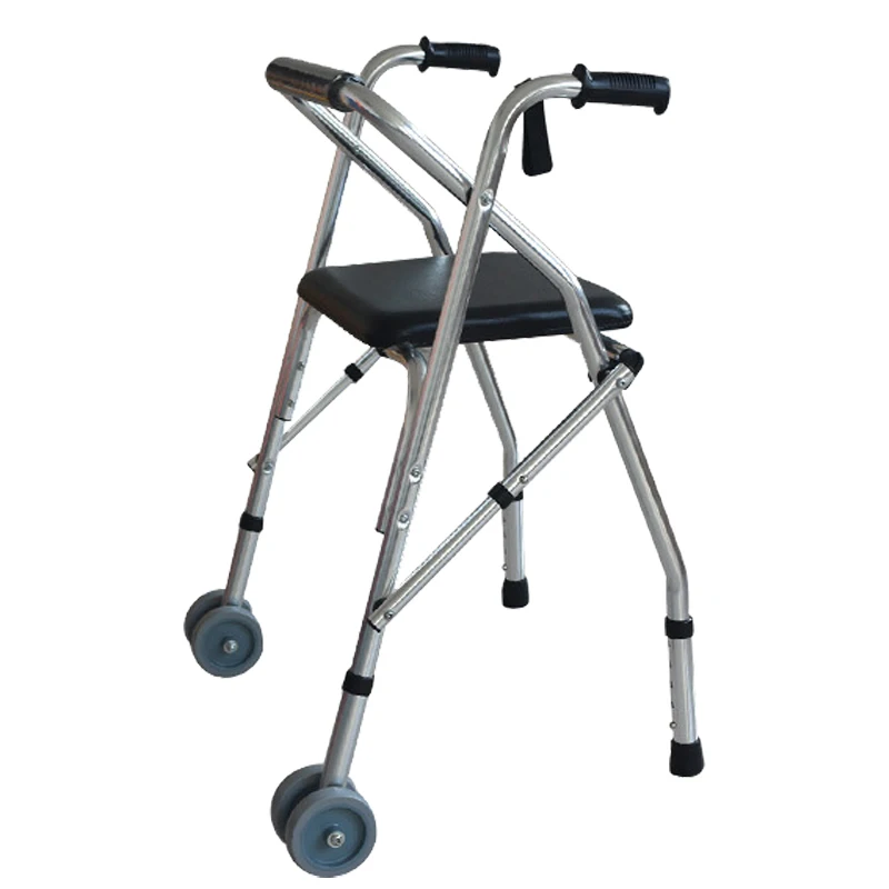 Foldable Auxiliary Walking Aid Aluminum Alloy Safety Handrail Walker Rehabilitation Rollator Walker