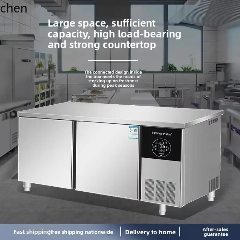 Refrigerated Freezer Milk Tea Shop Water Bar Operation Table Stainless Steel Refrigerator
