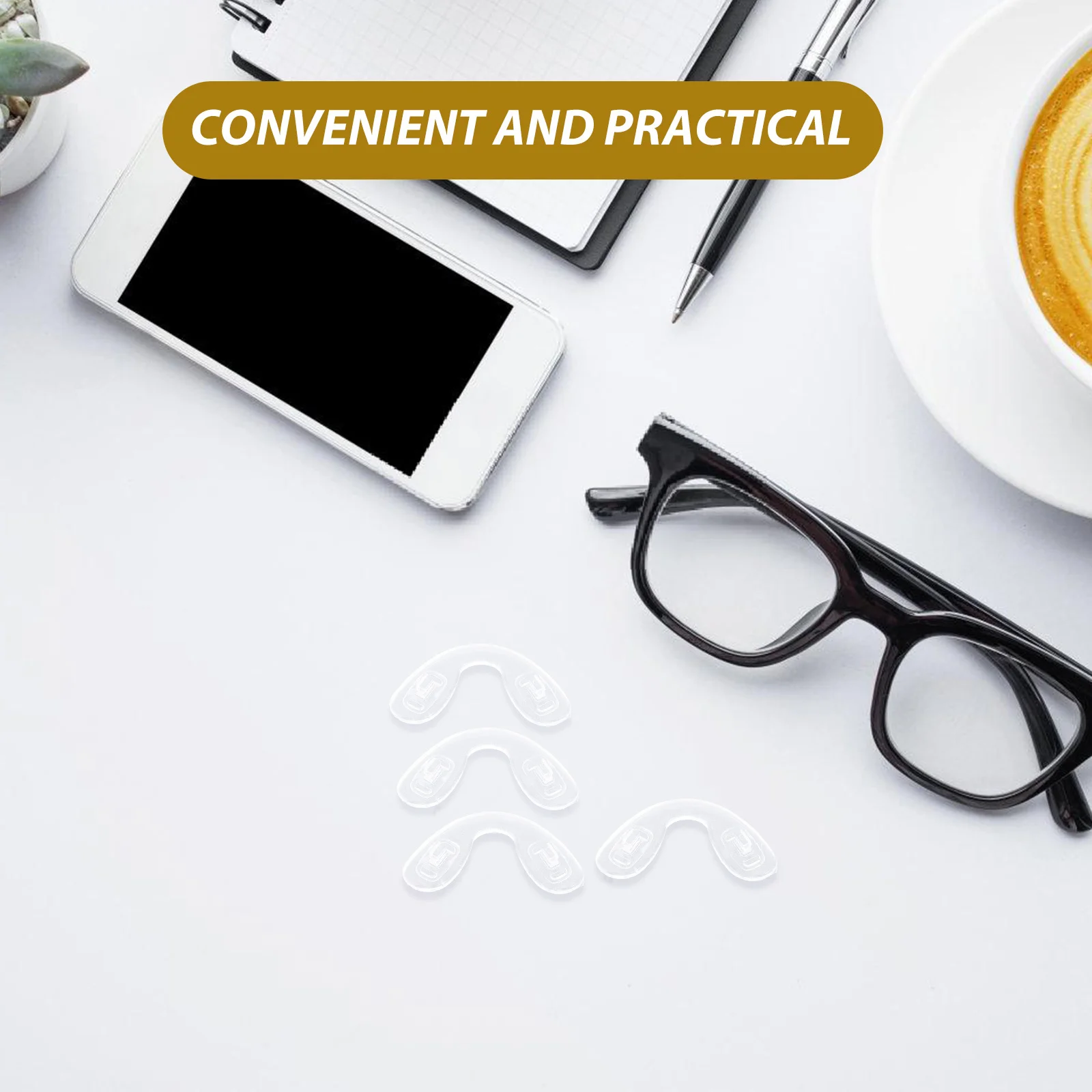 6Pcs Clear Silicone Nose Pads U Shaped Eyeglass Nose Pieces Replacement Easy Install Compatible with Most Frames