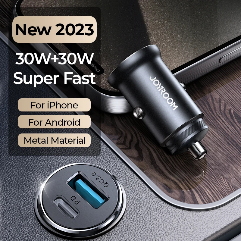 Joyroom 30 W USB-C-Autoladegerät-Adapter PD QC3.0 Mini- und Metall-USB-Ladegerät Schnelllade-Telefonladegerät für iPhone Samsung Galaxy