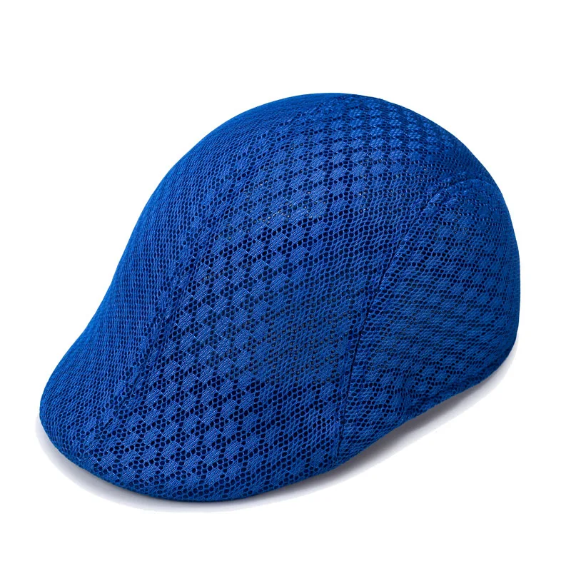 2021 New Summer Mens Hats Breathable Mesh Newsboy Caps Outdoor Gorro Hombre Boina Golf Hat Fashion Solid Flat Cap For Men