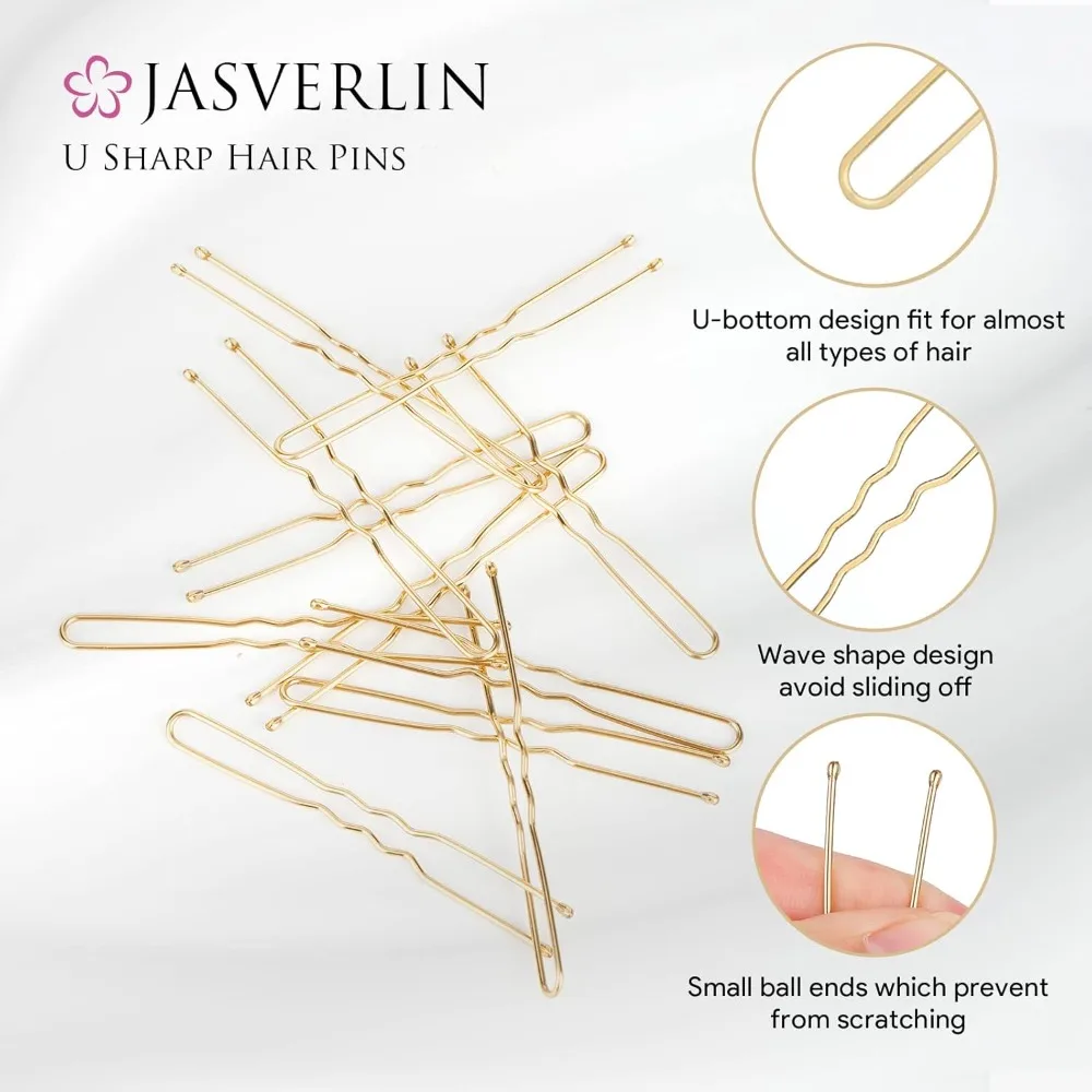 دبوس شعر أشقر على شكل حرف U للكعك، دبابيس ذهبية كبيرة صغيرة على شكل حرف U للنساء والفتيات، مقاس إكسسوارات تسريحات شعر الزفاف