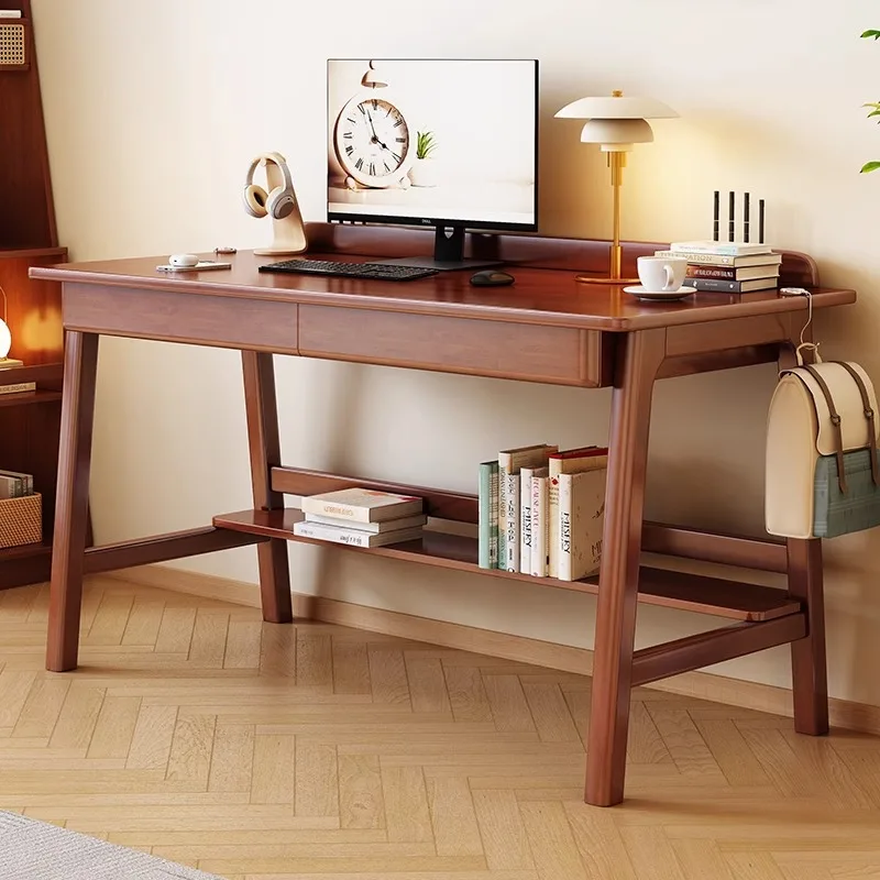 Modern simple solid wood home writing desk, small apartment desk, student special drawer