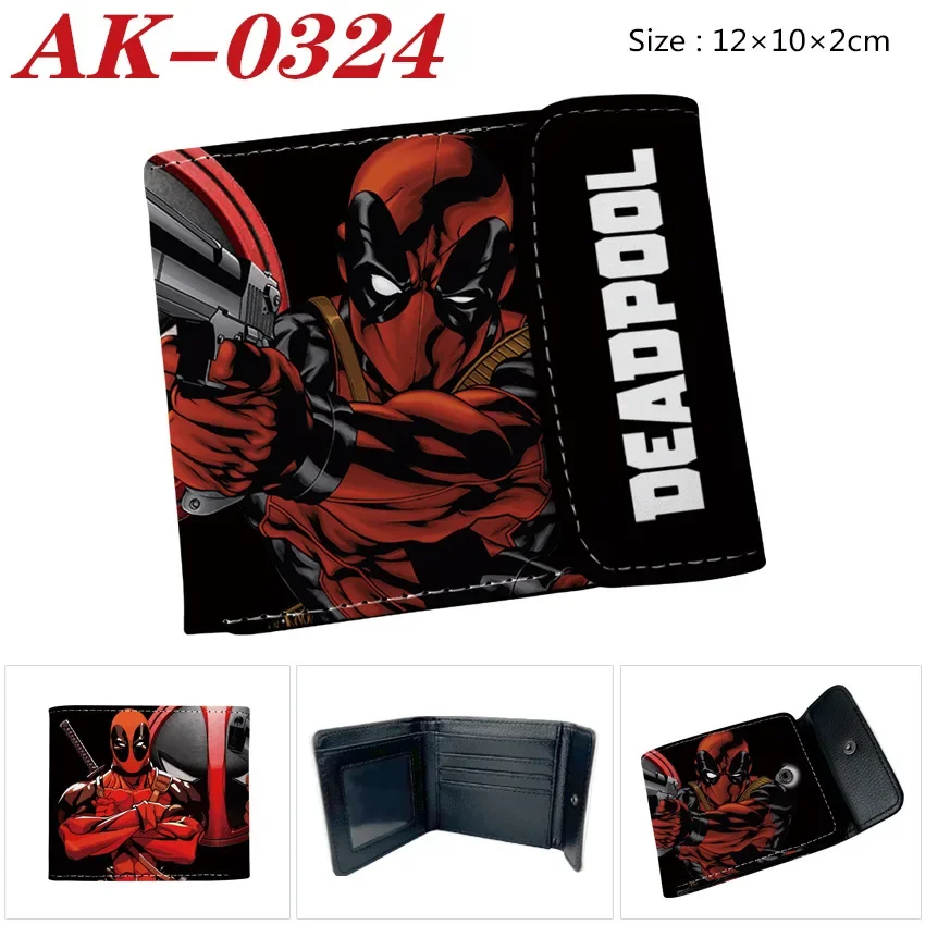 Deadpool Spiderman Leather Short Wallet Animation for Men Anime Figure ID Card Holder Wallets Kids Cartoon Coin Purse Gift