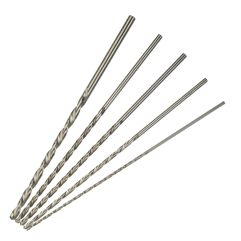

5Pcs Extra Long Drill Bit HSS Straight Shank Auger Twist Drill Bits Power Tool Set 160mm 2mm/3mm/3.5mm/4mm/5mm Diameter