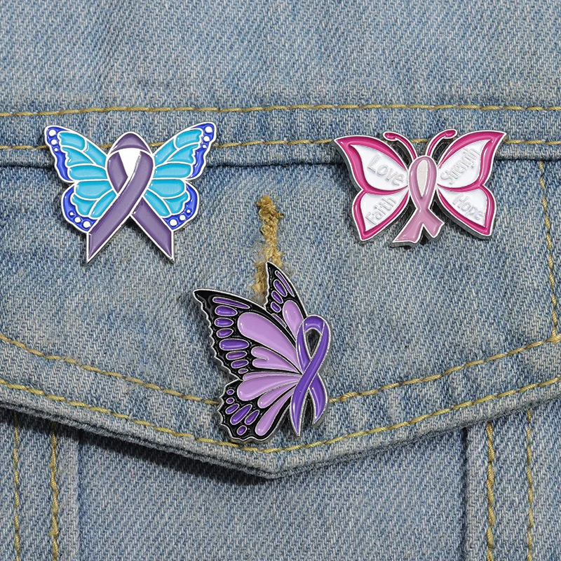 Cute girl butterfly shape metal brooch Creative color insect alloy badge Clothing accessories pins wholesale Gift to friends