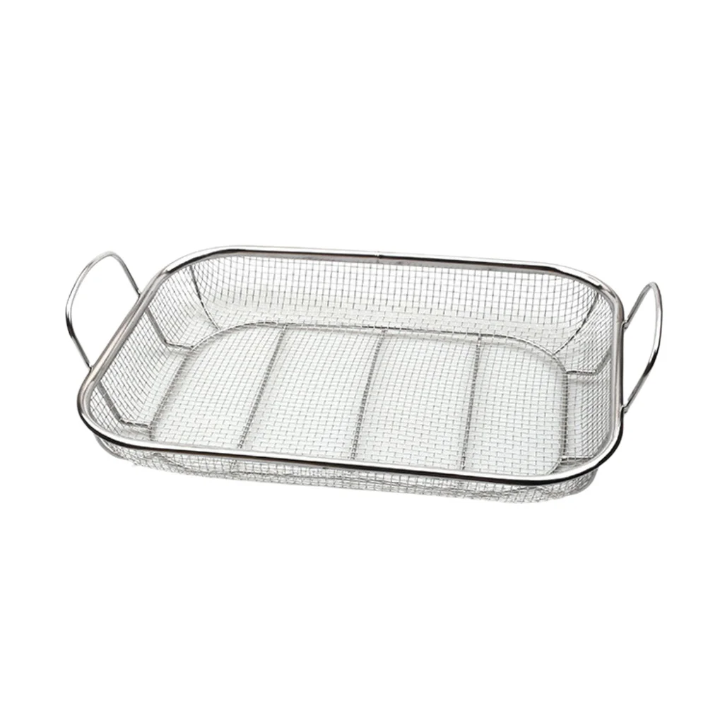 

Stainless Steel Bbq Basket Grill Container Portable Storage Drainer Drying Tray For Barbecue Vegetables Tools With Handle Silver