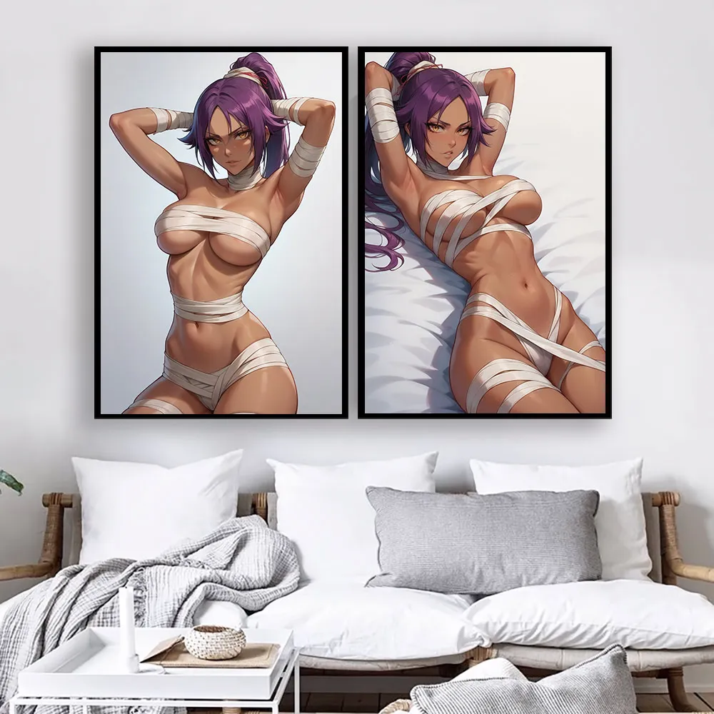 

Japanese anime cartoon sexy naked girl yoruichi canvas poster decorative painting uncensored wall art home mural customization
