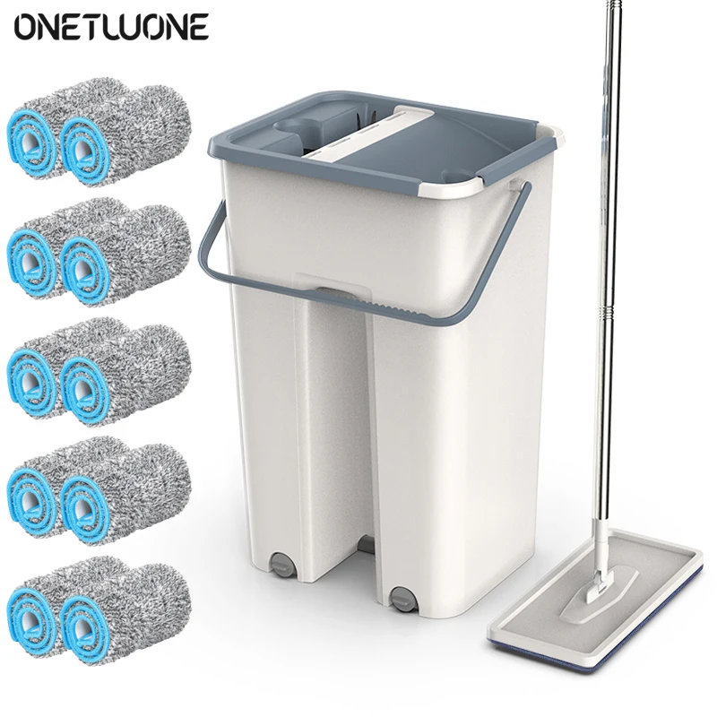 

Floor Mop Set Automatic Spin Mop Replaceable Mop Cloth Hand-free Wash Mop Flat Squeeze Magic Household Kitchen Cleaning Tools