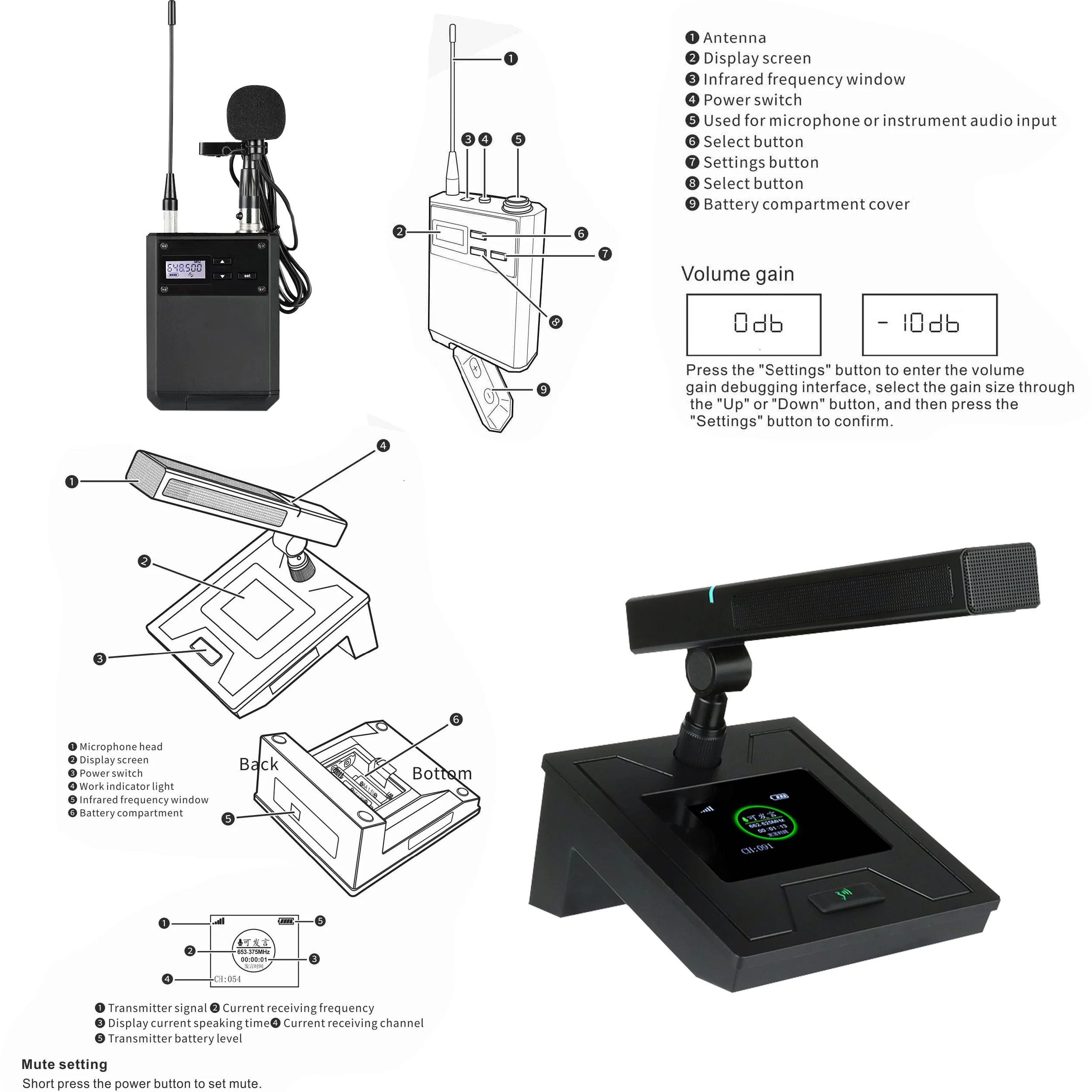 Leicozic vx400 microfone sem fio de 4 canais fone de ouvido microfone lapela sem fio microfone conferência gooseneck microfone dinâmico 600mhz