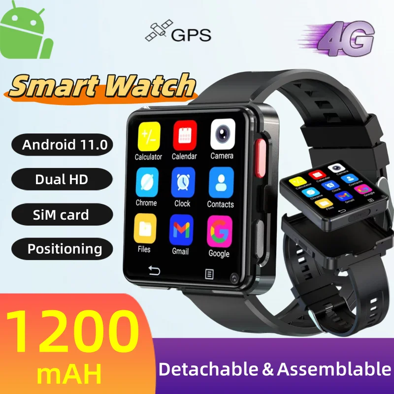 

S998 новые съемные умные часы 4G, 2,64 дюйма, двойная камера 500 Вт, аккумулятор 1200 мАч, Android 11,0, карта SiM, GPS