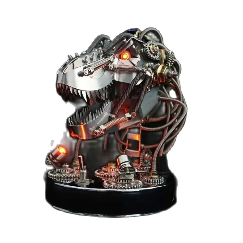 3D-Puzzles Metall-Dinosaurier-Montagemodell DIY Punk mechanische Tyrannosaurus Rex Kopf DIY Steampunk-Modelle Kits für Erwachsene