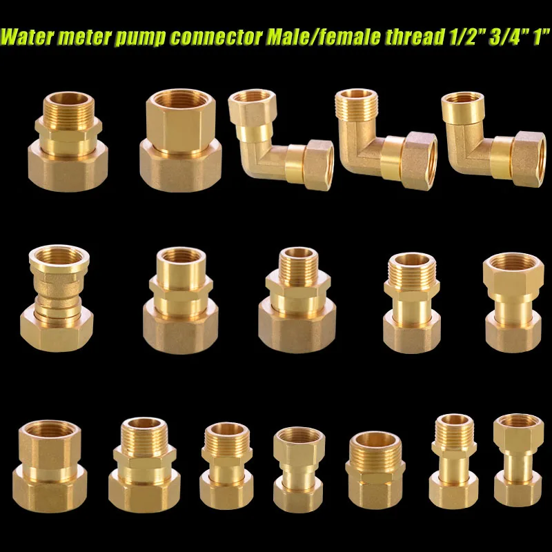 

1-20pcs/lot Water Meter Pump Connector 1/2 "3/4" 1 IN Female x Male Thread 90 Deg Brass Elbow Pipe Fitting Connector