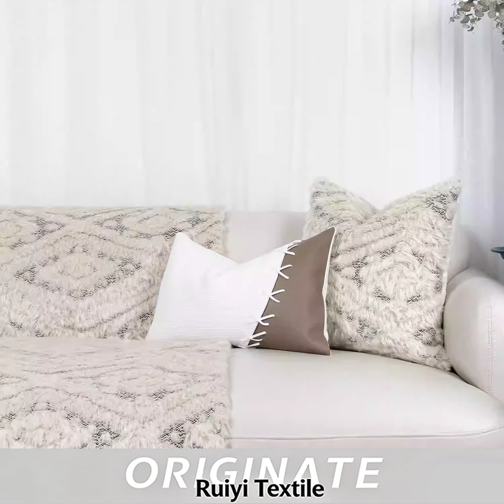 RUIYI Living Room Sofa Luxury Premium Cushion Pillow Beige Wool Blend Custom Headboard Pillowcase 45x45