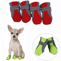 Zapatos transpirables e impermeables para perros pequeños y medianos, botas reflectantes de seguridad nocturna para caminar al aire libre, red suave de verano