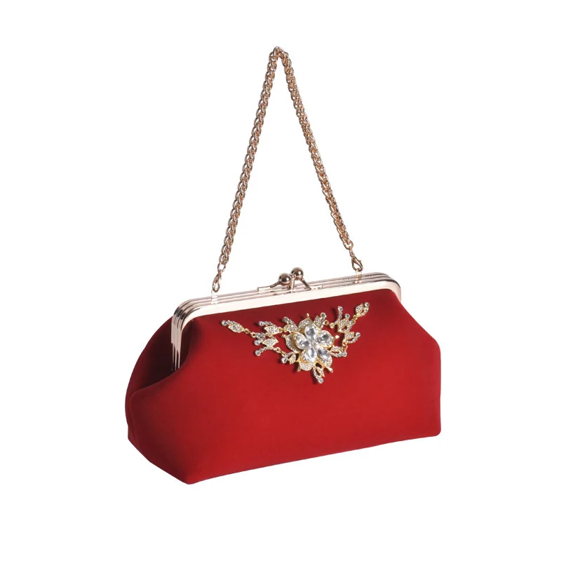 Bag for women 2024 trend, holding bag new bride's ,Wedding red fashion dinner chain with double openings