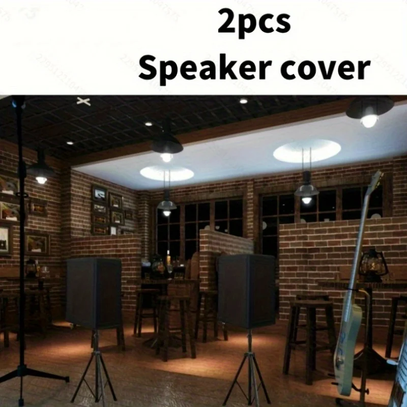 2PCS Speaker Cover, Suitable for Home Outdoor Audio Protection, A Must for Music Lovers, Black Oxford Cloth (Only Cover)
