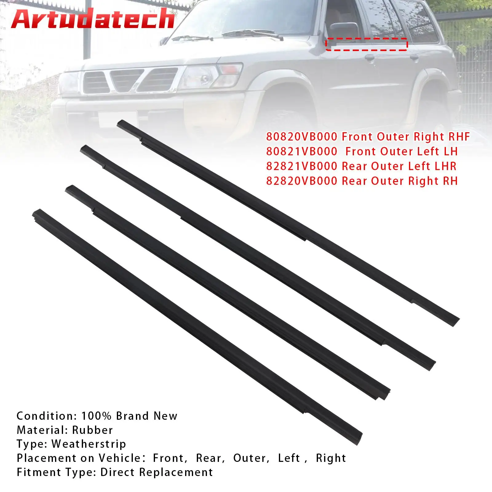 

4PCS Door Window Weatherstrip Mould Kit For Patrol Y61 GU