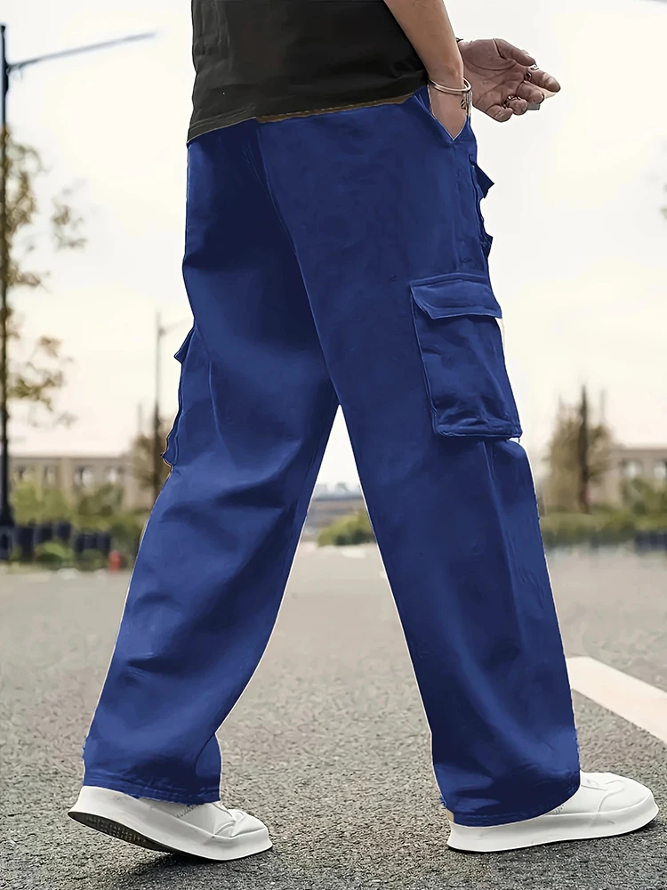

Outdoor Casual Solid Color Mens Pants 2025 Spring Fall Fashion Loose Multi Pockets Cargo Pants Men Streetwear Vintage Trousers