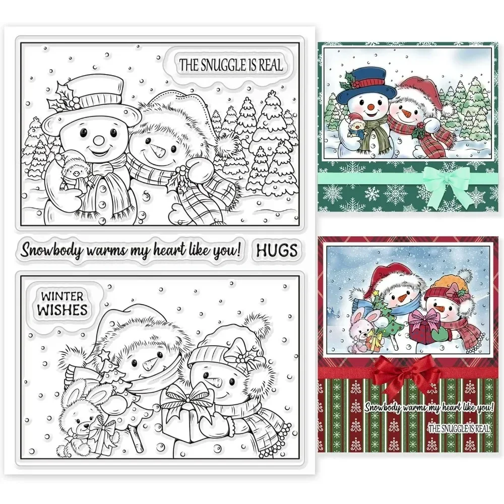 Winter Snowman Clear Stamp Rabbit Transparent Silicone Stamp Forest Rubber Stamp for Scrapbook Journal Card Making