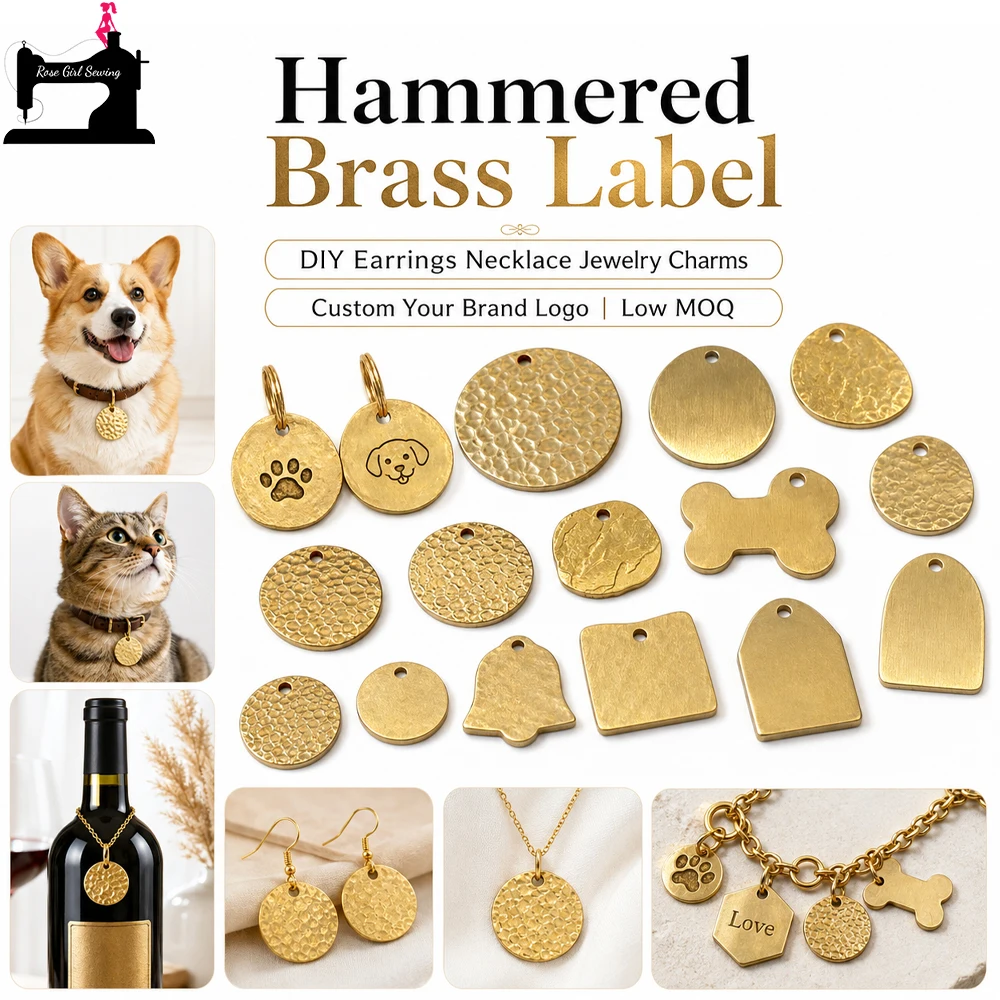 150PCS Brass Customize Mirror Polishing ID Tag Charms Pendants For Necklace Bracelet Logo Crochet Bag Purse Sewing Garment Label