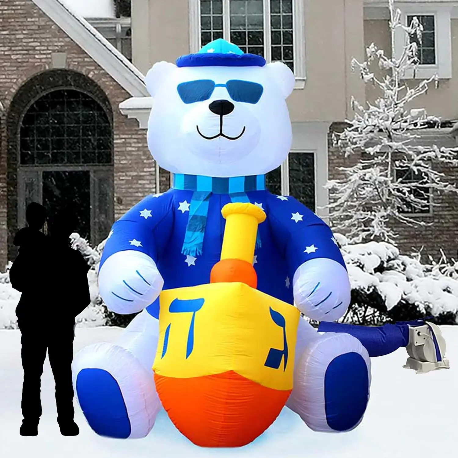 Jumbo 11' Ft Hanukkah Inflatable Yard Decoration Lighted Chanukah Themed Bear Blowup Indoor And Outdoor Holiday Decorations LED