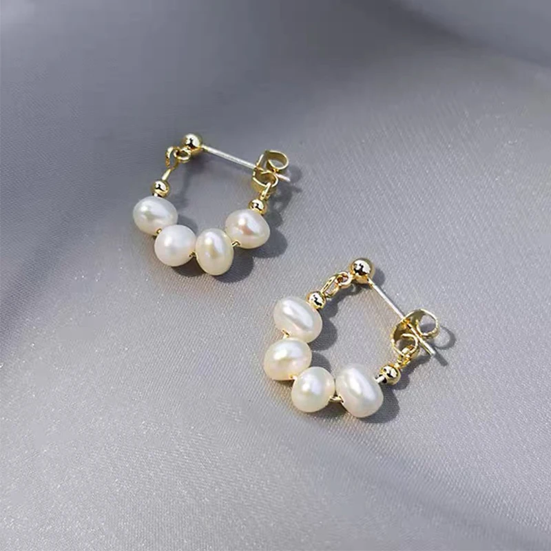 Pendientes de perlas barrocas naturales para mujer y niña, joyería de fiesta Simple europea, moda coreana nuevo