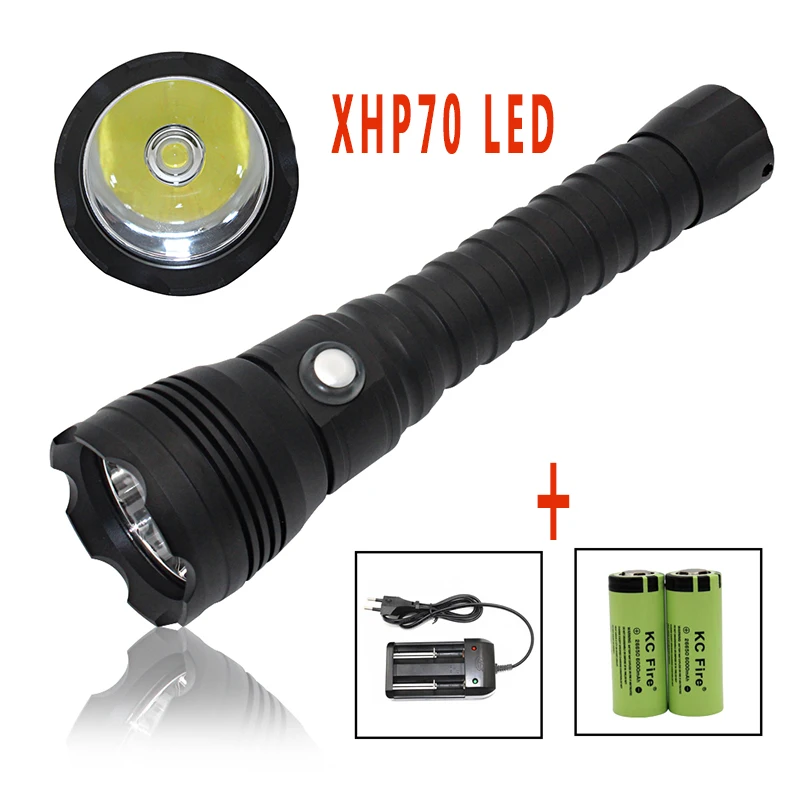 

LED Diving Flashlight xhp70.2 waterproof underwater 100m torch 26650 scuba dive light xhp70 Tactical Powerful diving light