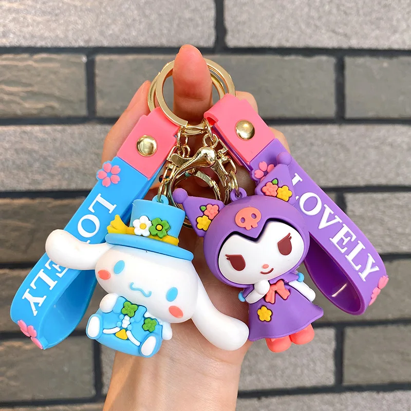 

Брелки Kuromi Cinnamoroll с большими ушами собаками, силиконовые плюшевые подвески Hello Kitty, автомобильная цепочка для сумки, подвески, фигурка, очаровательная сумка, аксессуар