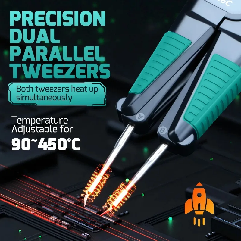 982PRO Dual Function Soldering Rework Station Tweezer & C210 Soldering Iron Kit for Precision Circuit Board Maintenance