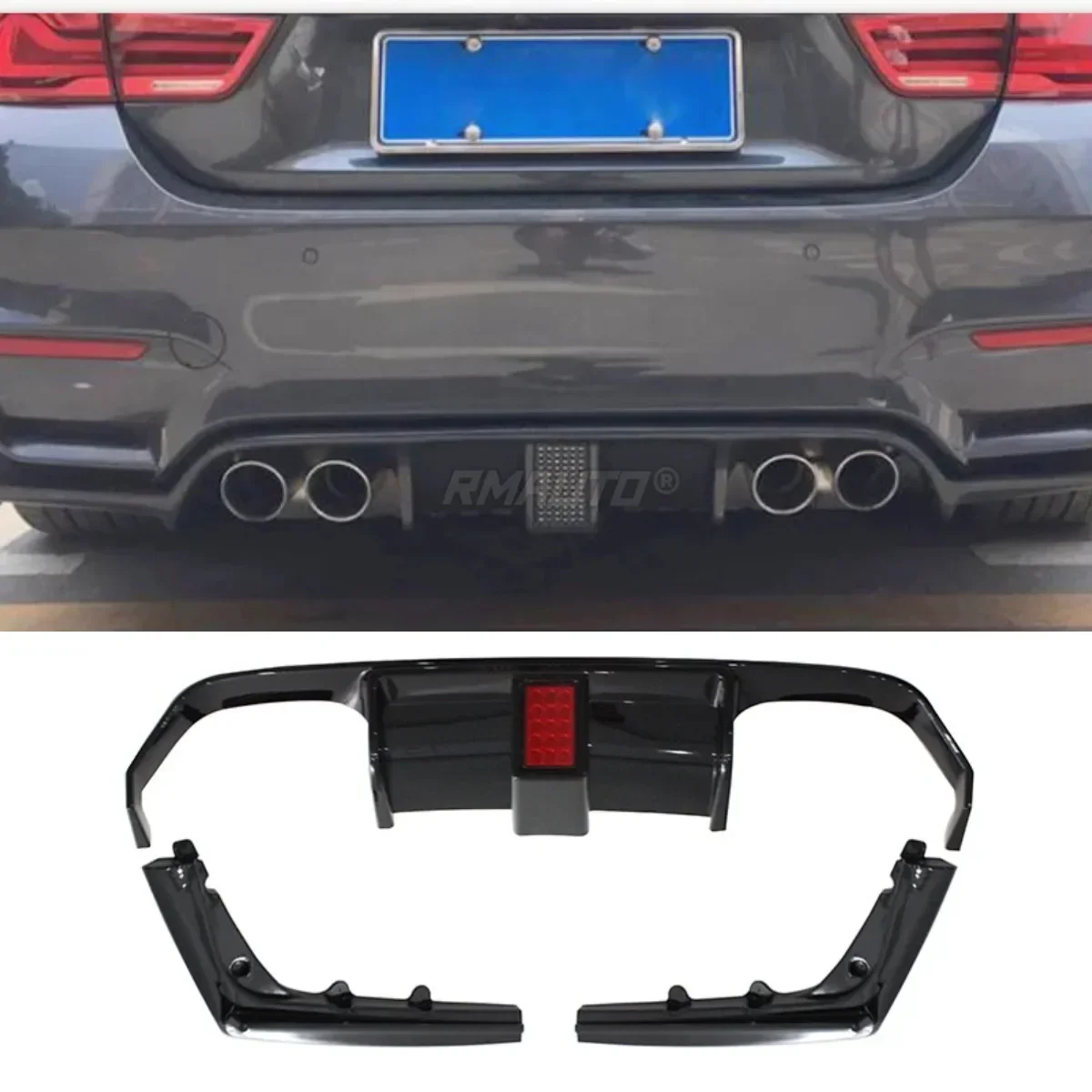 Dla BMW F80 2012-2019 Akcesoria samochodowe BMW F80 Tylny zderzak Spoiler Błyszczący czarny styl V Dyfuzor wargowy Splitter Cover Body Kit