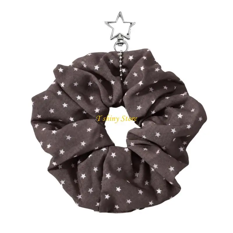 N58F Fabric Hair Scrunchie Charm with Ring for