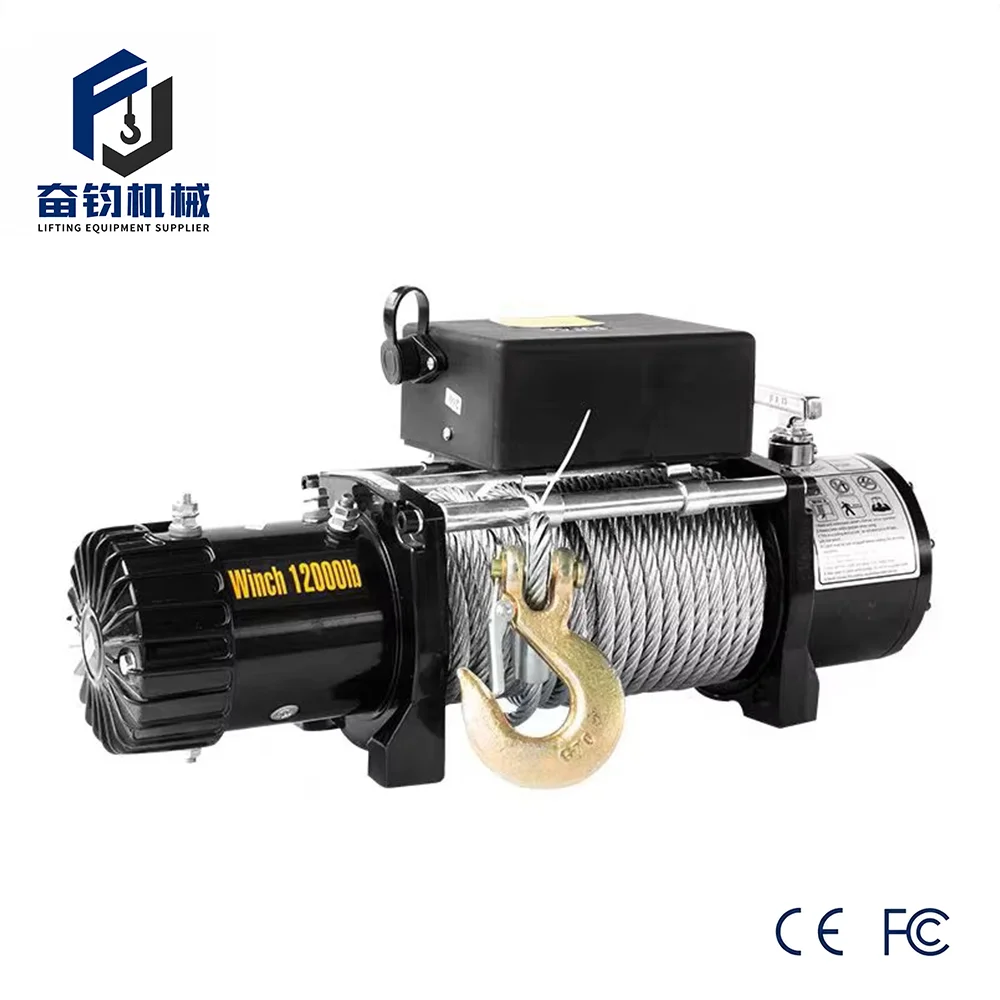 Electric Winch 12000 Lbs 12V Marine Anchor Boat Cranes Auto Car 4x4 Truck Steel Wire Rope 24m High-Speed Lifting