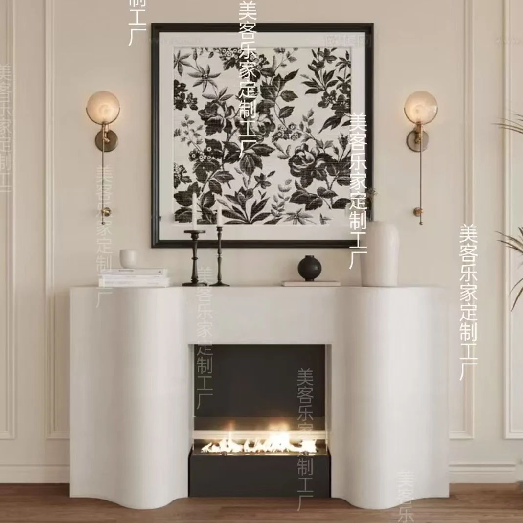 

French Cream Style Fireplace Decorative Cabinet Middle Antique Xuan Cabinet American