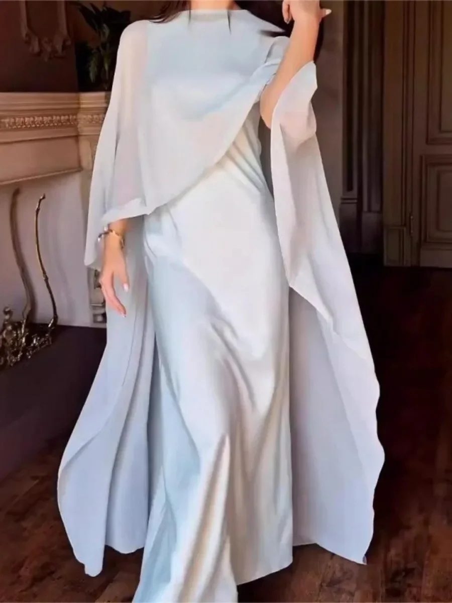 

Eid Muslim Dress Women Abaya Solid Muslim Long Dresses with Cape Vestidos Largos Party Caftan Jalabiya Ramadan Arab Robe 2025