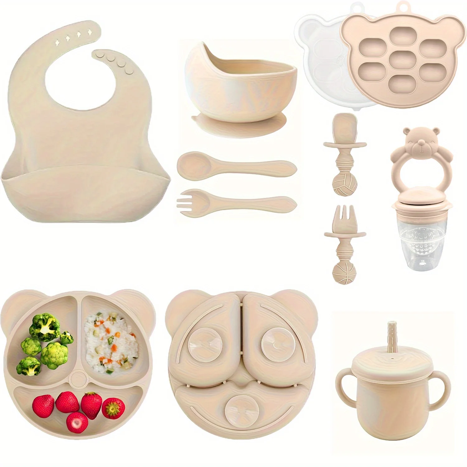 

New Bear 10-piece children's tableware set, children's complementary feeding tableware, cute shape, holiday gift