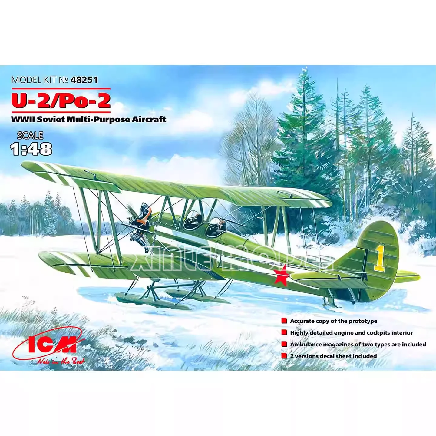 

ICM Plastic Assembled Aircraft Model Kit 48251 U-2/Po-2 Multipurpose Aircraft 1/48
