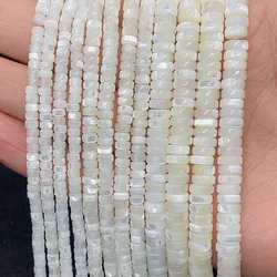 Natural Shell Beads para fazer jóias, cilíndrico, mãe de pérola, espaçador solto, acessórios de pulseira, atacado, 2x3mm