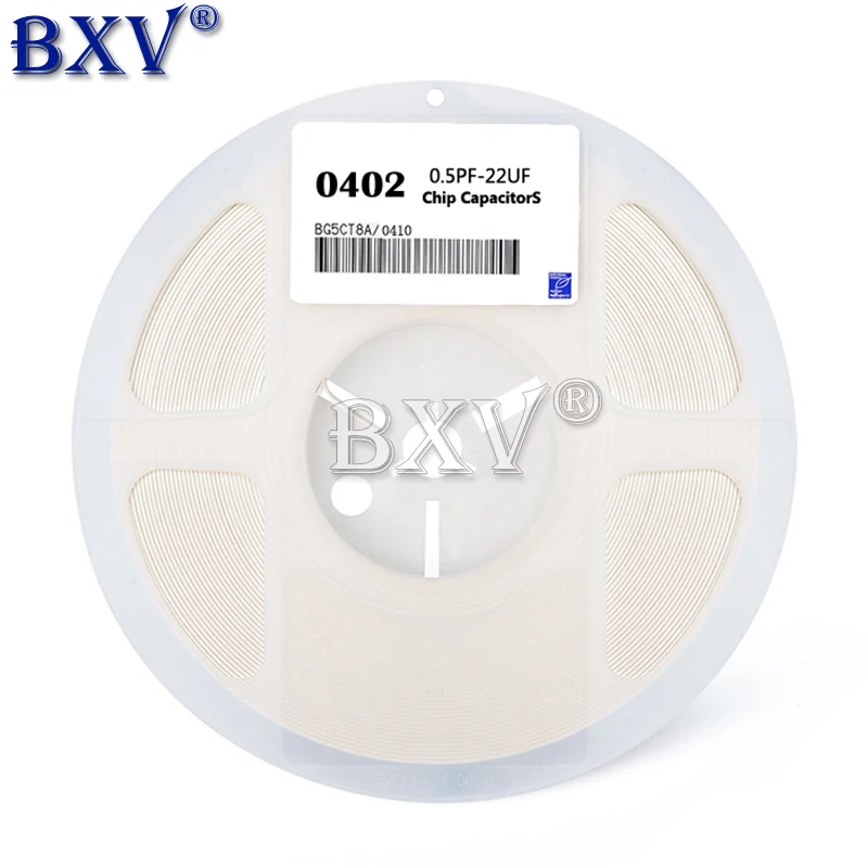 

1Reel 0402 50V SMD Thick Film Chip Multilayer Ceramic Capacitor 0.5pF-10uF 10NF 100NF 1UF 2.2UF 4.7UF 10UF 1PF 6PF BXV