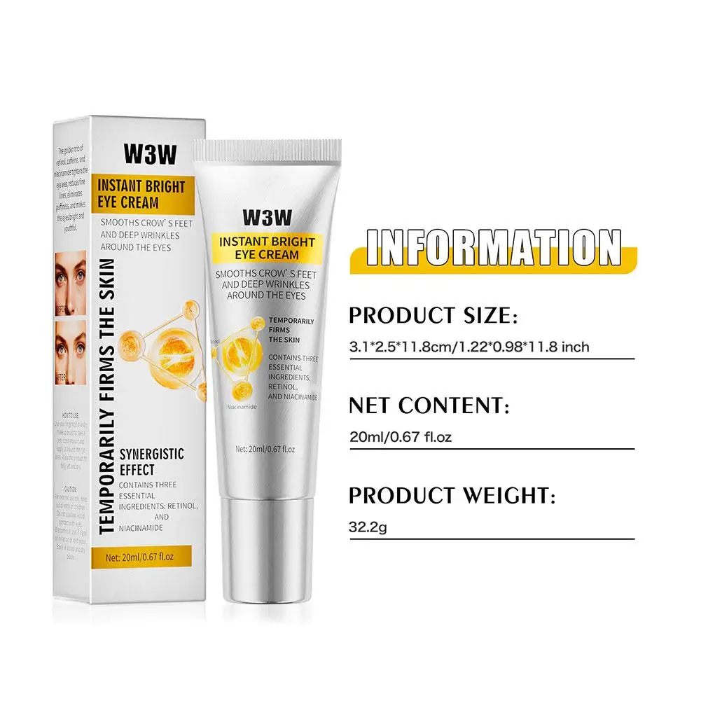 20ml Eye Cream Reduce Dark Circles Fine Lines Instant Firming Niacinamide Retinol Brighten Moisturizing Hydrating Eye Skin Care