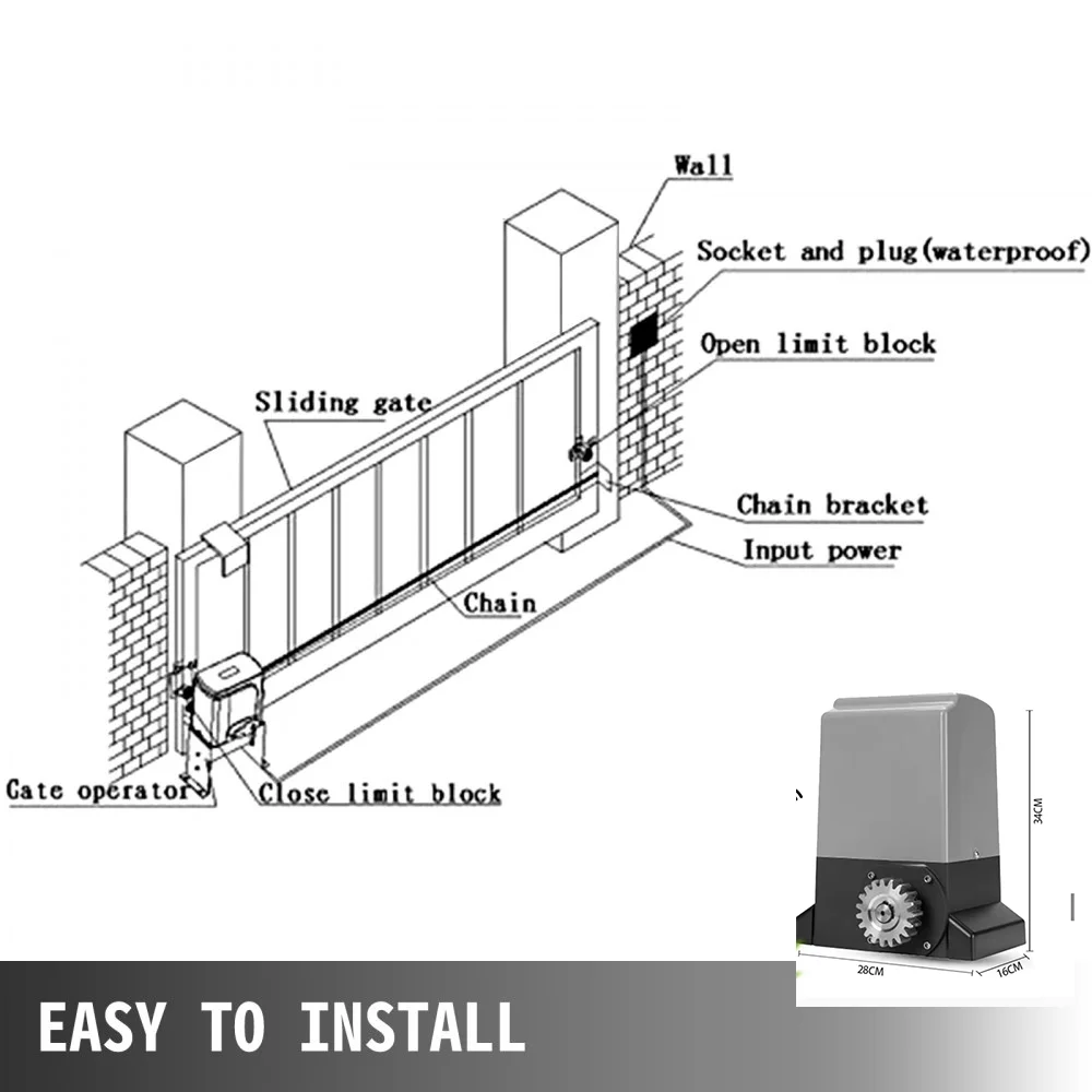 Electric Garage Gate Opener, 370W 550W 750W 1200W Sliding Doors for Operator, Easy to Install for Remote Control Garage Doors