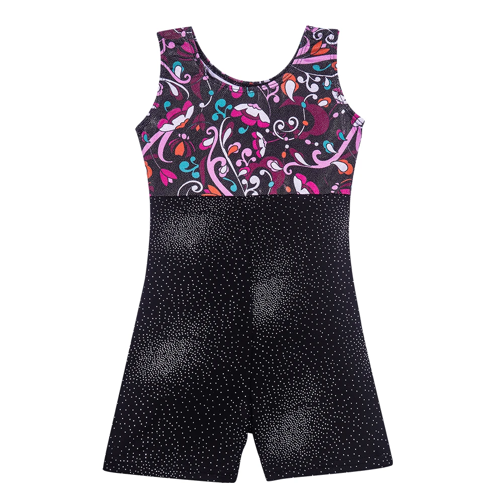 Leotard for Girls Gymnastics with Shorts Children Outfit Biketard Kids Practice Clothing Sleeveless Training Dancewear