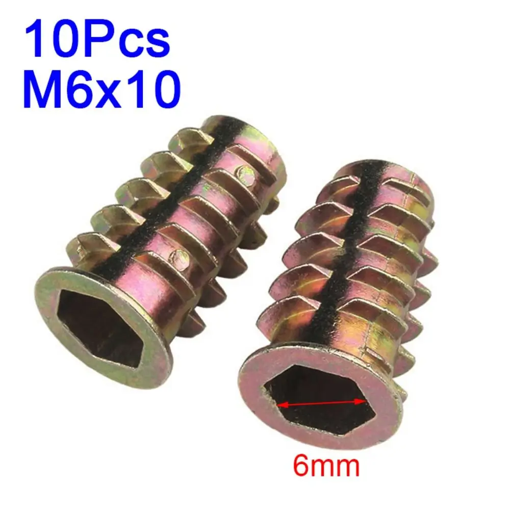10pcs/lot Hardware Hex Drive Head Hex Nut M4 M5 M6 M8 M10 Flanged Hexagonal Trapezoid Nuts Zinc Alloy Wood Insert Durable