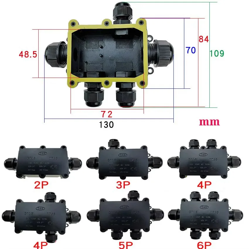 450V 24A IP68 Waterproof Junction Box Electrical 2/3/4/5/6 Way Enclosure Block Cable Connecting Line Protection for Wiring Acces image 6