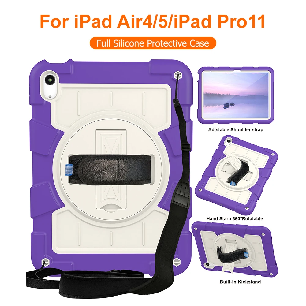 Rainbow Gradient Heavy‑Duty Case For Apple iPad Air 11 2024 2025 10th 11th Gen Air 5 Pro 11 2022 Cover Removable Anti‑Drop Shell