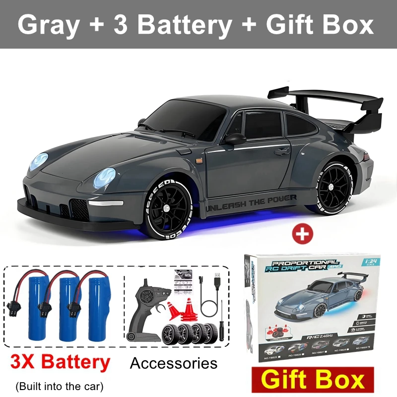 4WD RC Drift Auto Met LED Licht 2.4G Radio 20 KM/u Hoge Snelheid Afstandsbediening Racewagens Voertuig Model Speelgoed Cadeau voor Jongen Meisje Kid